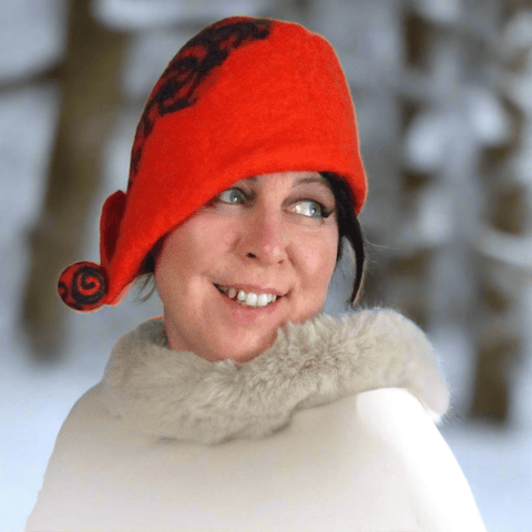 Striking Pumpkin Orange Statement Felt Hat, Pure Wool Size Large by Parade - Parade Handmade