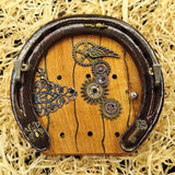Steampunk Horseshoe Fairy Door Keyrack with cogs wing Fairy spider and key and Fairy by Liffey Forge - Parade Handmade