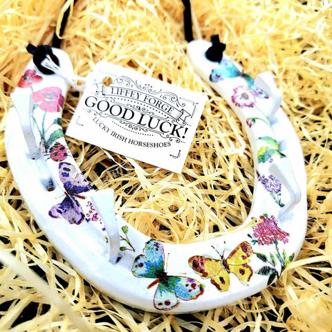 Lucky Horseshoe Keyrack -Pretty Butterflies and Flowers by Liffey Forge - Parade Handmade