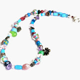 Beaded Floral Boho Jewellery - Necklace in Deep Turquoise blues and mixed colours by Lapanda Designs - Parade Handmade