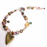Beaded Floral Boho Jewellery - Necklace in Bronzes and pinks by Lapanda Designs - Parade Handmade