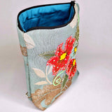 Handmade Embroidered Flat Bottom Pouch With Appliqué Floral Motifs - Parade Handmade