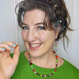Beaded Floral Boho Jewellery - Necklace in Rrds and Greens by Lapanda Designs - Parade Handmade
