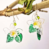 Single Stem Blooming Boho Earrings in Clear by Lapanda Designs - Parade Handmade