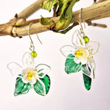 Single Stem Blooming Boho Earrings in Clear by Lapanda Designs - Parade Handmade