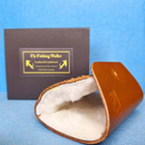 100% Italian Leather and Lambswool Fly Keeper Wallet in Tan with Wax finish, by Celtic Fairy Creations  - Parade Handmade