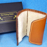 100% Italian Leather and Lambswool Fly Keeper Wallet in Tan with Wax finish, by Celtic Fairy Creations  - Parade Handmade