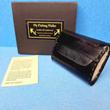 100% Italian Leather and Lambswool Fly Keeper Wallet in black with Wax finish, by Celtic Fairy Creations  - Parade Handmade