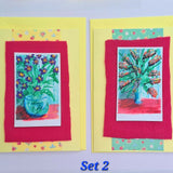 Original Doodle Art Greeting Cards set 12(Pack of 2) Floral - Parade Handmade