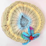 Pastel Creature Beret Hat for women - flower and ladybird applique - Slouchy Berets collection - Parade Handmade