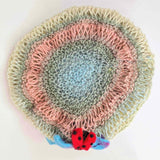 Pastel Creature Beret Hat for women - flower and ladybird applique - Slouchy Berets collection - Parade Handmade