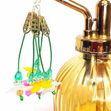 Potted Bloom Flower Earrings with three colourful blooms and crystal detail - Parade Handmade