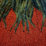 Natural Style Hand Knit Beanie Hat in Rust and Varied Greens