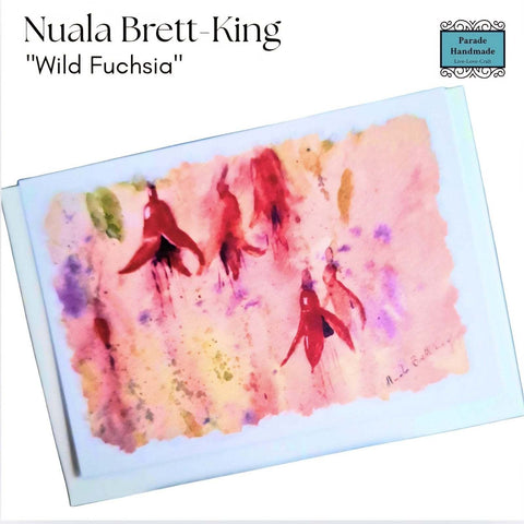 Wild Fuchsia Art Card from Original Watercolour Painting by Nuala Brett-King - Parade Handmade