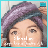 Purple and Turquoise Light Weight Hand Knitted Hat and Wrist Warmers Set in 60% Wool Seamless pattern M/L  by Shoreline - Parade Handmade