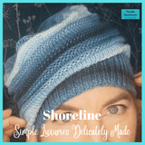 Versatile Stripey Blue and Grey Hand Knitted Hat 60% Wool with seamless slouchy pattern by Shoreline - Parade Handmade