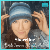 Versatile Stripey Blue and Grey Hand Knitted Hat 60% Wool with seamless slouchy pattern by Shoreline - Parade Handmade