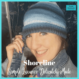 Versatile Stripey Blue and Grey Hand Knitted Hat 60% Wool with seamless slouchy pattern by Shoreline - Parade Handmade