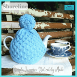 Elevate tea-time with our blue Hand-Knitted 100% Wool Aran Tea Cosies by Shoreline - Parade Handmade