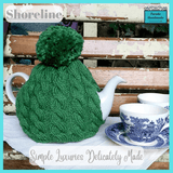 Elevate tea-time with our green Hand-Knitted 100% Wool Aran Tea Cosies by Shoreline - Parade Handmade