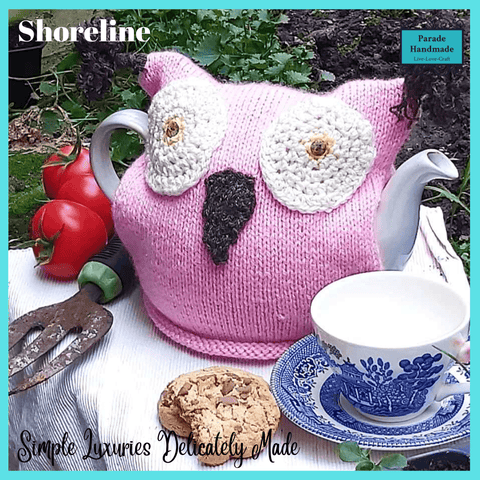 Hand-Knitted Owl Tea Cosy - In Pink or Brown 30% Wool 1-2Ltr Teapot  by Shoreline - Parade Handmade