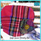 Handmade Woolen Lined Tea Cosy in a Red Plaid Pattern and Ceramic Button Flower Detail (Big Teapot) by Shoreline - Parade Handmade