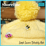 Hand-Knitted Honeycomb Tea Cosy with Wooden Bees and Pom-Pom - Yellow, 100% Wool by Shoreline - Parade Handmade