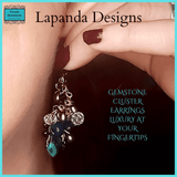 Gemstone Cluster Drop Earrings of Blue Agate, Baroque Pearl, Malachite and Crystal by Lapanda Designs - Parade Handmade