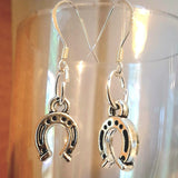 Silver Horseshoe charm metal earrings on Sterling Silver Hooks - Lapanda Designs at Parade Handmade