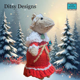 Mrs. Claus Mouse cute keepsake hand knitted and decorated By Ditsy Designs - Parade Handmade
