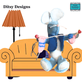 Maggie the Mindful Knitter – Miniature Mouse Keepsake sporting a new blue bolero by Ditsy Designs - Parade Handmade