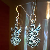 Silver Angel metal charm earrings on Sterling Silver Hooks - Lapanda Designs at Parade Handmade