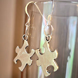 Silver Jigsaw Piece Charm metal earrings on Sterling Silver Hooks - Lapanda Designs at Parade Handmade