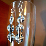 Tripple Silver Spiral metal earrings on Sterling Silver Hooks - Lapanda Designs at Parade Handmade