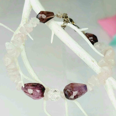 Rose Quartz and Purple Agate Gemstone Bracelet by Lapanda Designs - Parade Handmade