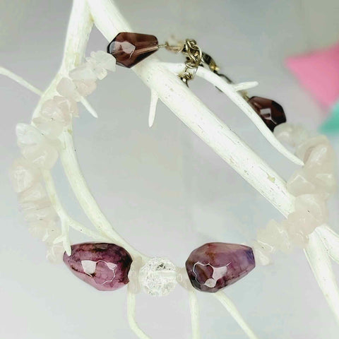 Rose Quartz and Purple Agate Gemstone Bracelet by Lapanda Designs - Parade Handmade