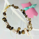 Mixed Pearl and Tigers Eye Gemstone Bracelet by Lapanda Designs - Parade Handmade