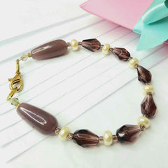 Art Deco Inspired Bracelet In Muted Mauve & Black, By Lapanda Designs