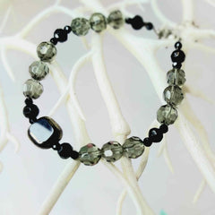 Art Deco Inspired Smokey Grey and Black Glass Bracelet by Lapanda Designs