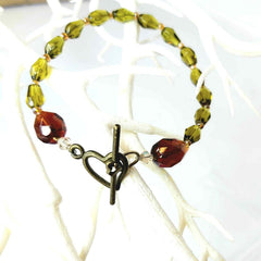 Vintage Style Amber and Lime Cut Glass Bead Bracelet by Lapanda Designs