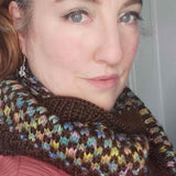 Exquisitely Soft Infinity Scarf Handmade with 60% Wool in Brown and Multicolour Detail, by Shoreline - Parade Handmade