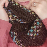Exquisitely Soft Infinity Scarf Handmade with 60% Wool in Brown and Multicolour Detail, by Shoreline - Parade Handmade