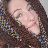 Exquisitely Soft Infinity Scarf Handmade with 60% Wool in Brown and Multicolour Detail, by Shoreline - Parade Handmade