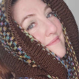 Exquisitely Soft Infinity Scarf Handmade with 60% Wool in Brown and Multicolour Detail, by Shoreline - Parade Handmade