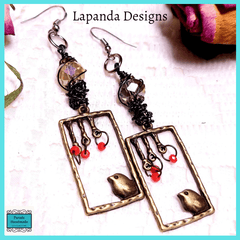 Little Bird Steampunk Crystal Earrings by Lapanda Designs