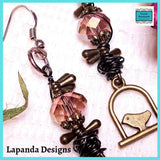 Steampunk Bird on a Wire Earrings with Crystal and Wire Detail, by Lapanda Designs - Parade Handmade