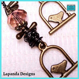 Steampunk Bird on a Wire Earrings with Crystal and Wire Detail, by Lapanda Designs - Parade Handmade