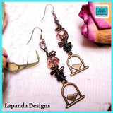 Steampunk Bird on a Wire Earrings with Crystal and Wire Detail, by Lapanda Designs - Parade Handmade