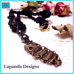 Steampunk Owl Pendant with Crystal and Wire Detail, by Lapanda Designs