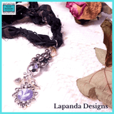 Steampunk Floral and Pearl Pendant with Crystal and Wire Detail by Lapanda Designs - Parade Handmade